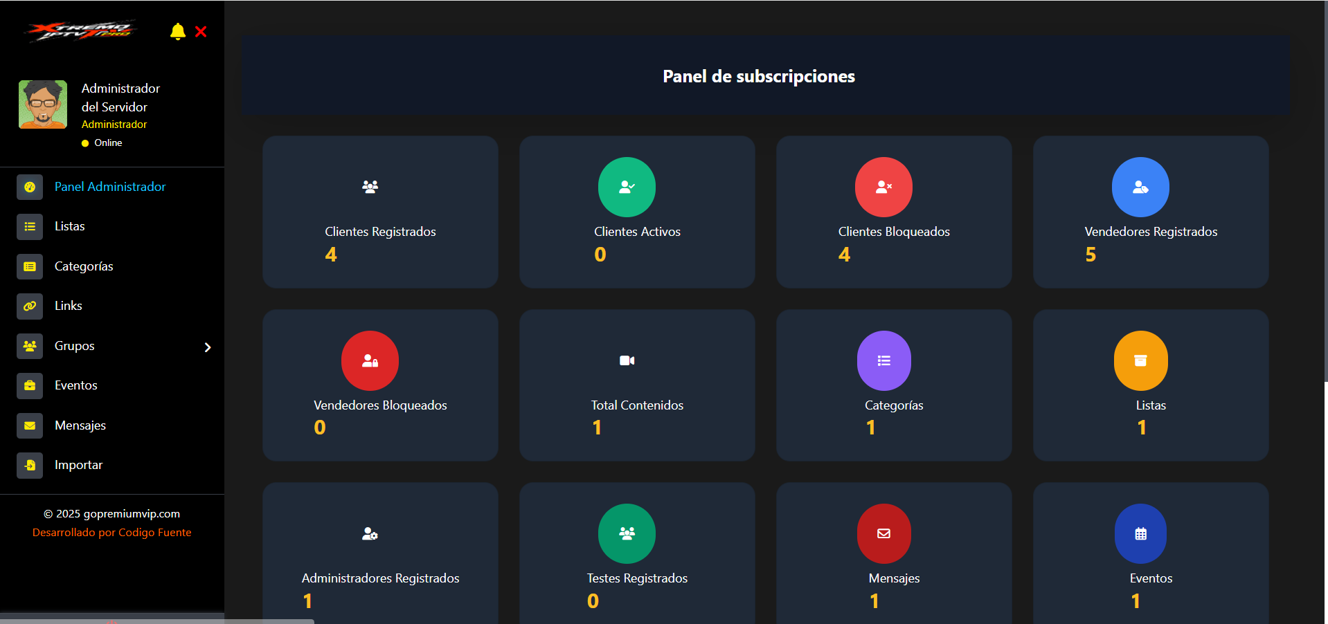 Xtremo IPTV - Script para reventa de cuentas Iptv